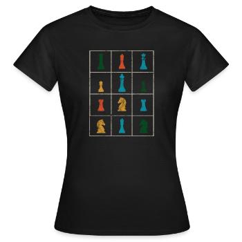 Pièces d’échiquier d’échiquier - T-shirt Femme - noir - Devant - AI Model Female 172 dark (172cm)