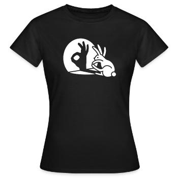 Lapin main d’ombre OK signe de geste Ok pico bello - T-shirt Femme - noir - Devant - AI Model Female 172 dark (172cm)