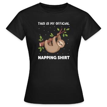 Faultier Schlafanzug - Frauen T-Shirt - Schwarz - Vorne - AI Model Female 172 dark (172cm)
