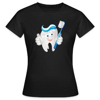 radiant white tooth with toothpaste as a comic - Women's T-Shirt - black - Front - AI Model Female 172 dark (172cm)