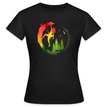Watercolor Female Rock Climber Forest Adventure - Women's T-Shirt - black - Front - AI Model Female 172 dark (172cm)