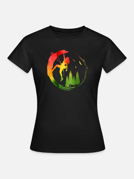 Aventure forestière grimpeuse féminine aquarelle - T-shirt Femme - noir
