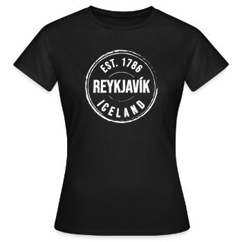 Reykjavík Siegel Vintage 1786 - Frauen T-Shirt - Schwarz - Vorne - AI Model Female 172 dark (172cm)