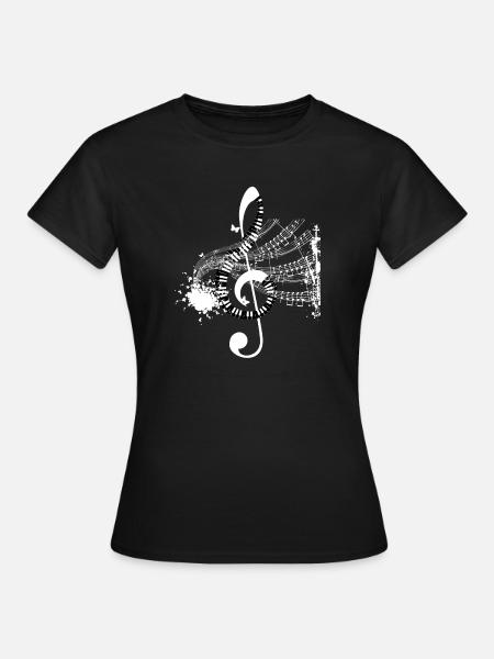 Notenwirbel und Partitur-Splash - Frauen T-Shirt - Schwarz