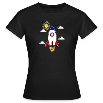 Schulstart Rakete Raumschiff Schulbeginn Schule - Frauen T-Shirt - Schwarz - Vorne - AI Model Female 172 dark (172cm)