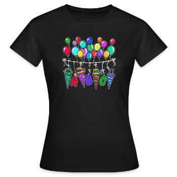 Luftballon Schultüte Schulbeginn Schule Zuckertüte - Frauen T-Shirt - Schwarz - Vorne - AI Model Female 172 dark (172cm)