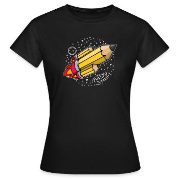 Schule Schulbeginn Bleistift Rakete Schulstart - Frauen T-Shirt - Schwarz - Vorne - AI Model Female 172 dark (172cm)
