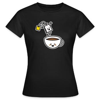 Tea bag tea cup tea drinker tea lover - Women's T-Shirt - black - Front - AI Model Female 172 dark (172cm)