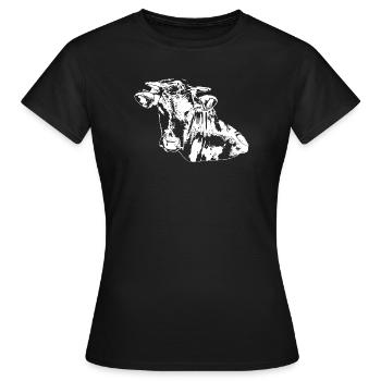 Vache Vaches Silhouettes Tête de Vache Blanc - T-shirt Femme - noir - Devant - AI Model Female 172 dark (172cm)