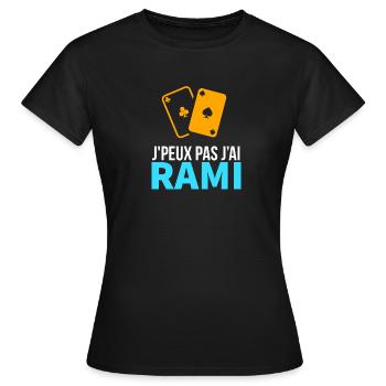 Jeu de cartes Le Rami - T-shirt Femme - noir - Devant - AI Model Female 172 dark (172cm)