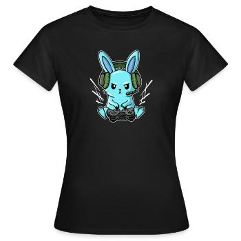 Gamer Headset Controller Joystick Zocker - T-shirt Femme - noir - Devant - AI Model Female 172 dark (172cm)
