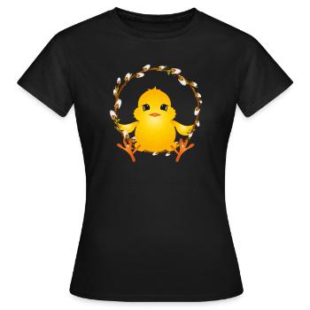 mignon poussin moelleux dans la petite couronne de saule - T-shirt Femme - noir - Devant - AI Model Female 172 dark (172cm)