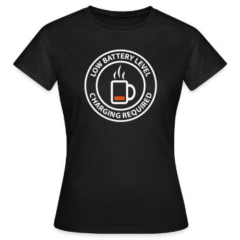 Kaffeetasse Akku aufladen Ladebalken Kaffeetrinker - Frauen T-Shirt - Schwarz - Vorne - AI Model Female 172 dark (172cm)