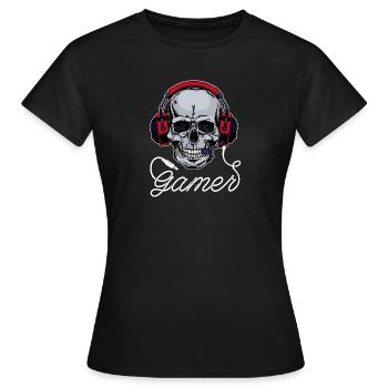 Gamer Headset Zocker - Frauen T-Shirt - Schwarz - Vorne - AI Model Female 172 dark (172cm)