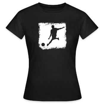 Fußballer Torschuss Silhouette Mannschaft Sport - Frauen T-Shirt - Schwarz - Vorne - AI Model Female 172 dark (172cm)