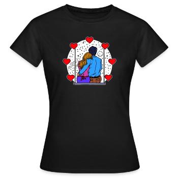 Liebespaar Valentinstag Romantik Herz - Frauen T-Shirt - Schwarz - Vorne - AI Model Female 172 dark (172cm)