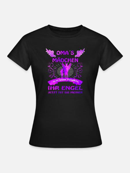 Omas Mädchen Engel Erinnerung - Frauen T-Shirt - Schwarz