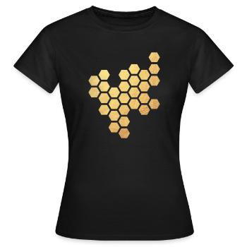 Bienenwaben Gold Honig Muster Sechseck Biene Imker - Frauen T-Shirt - Schwarz - Vorne - AI Model Female 172 dark (172cm)