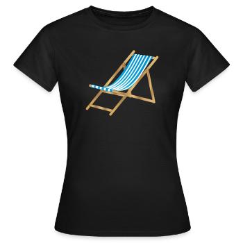 chaise longue marine rayée bleu blanc - T-shirt Femme - noir - Devant - AI Model Female 172 dark (172cm)