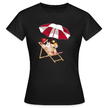 Cool nain de jardin sur chaise longue sur la plage - T-shirt Femme - noir - Devant - AI Model Female 172 dark (172cm)