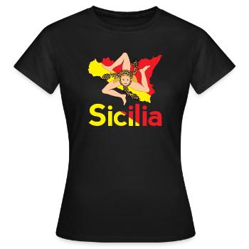 Trinacria Sicile Sicile Sicile idée cadeau - T-shirt Femme - noir - Devant - AI Model Female 172 dark (172cm)