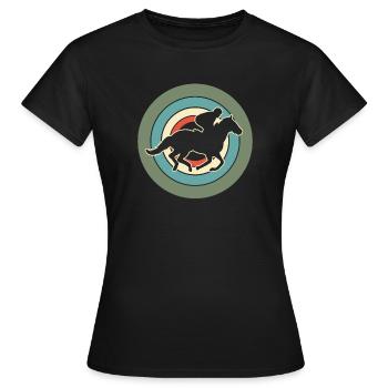 Cavalier Cavalier Equestre Rétro - T-shirt Femme - noir - Devant - AI Model Female 172 dark (172cm)