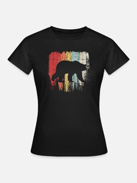 Bear Silhouette over Pastel Brush Strokes - Women's T-Shirt - black
