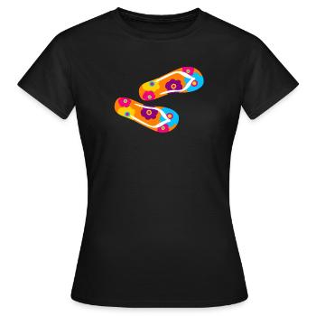 Flip Flops Latent Fleur Fleur Fleur Fleurs colorées - T-shirt Femme - noir - Devant - AI Model Female 172 dark (172cm)