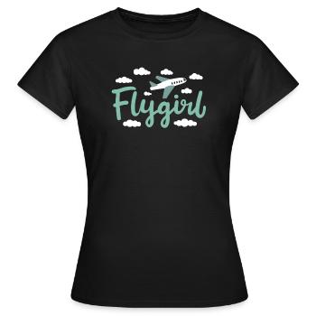 Pilot Girl Flight Attendant Aircraft Aviation - T-shirt Femme - noir - Devant - AI Model Female 172 dark (172cm)