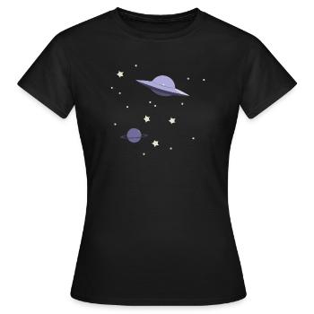 UFO im All - Frauen T-Shirt - Schwarz - Vorne - AI Model Female 172 dark (172cm)