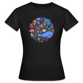 Fish blue whale animal living creatures wildlife - Women's T-Shirt - black - Front - AI Model Female 172 dark (172cm)