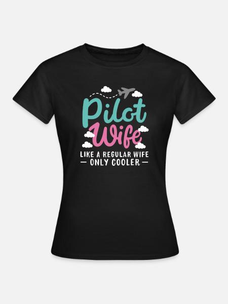 Pilot Frau Flugzeug Luftfahrt - Frauen T-Shirt - Schwarz