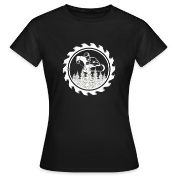 Insigne de la tronçonneuse dans la forêt - T-shirt Femme - noir - Devant - AI Model Female 172 dark (172cm)
