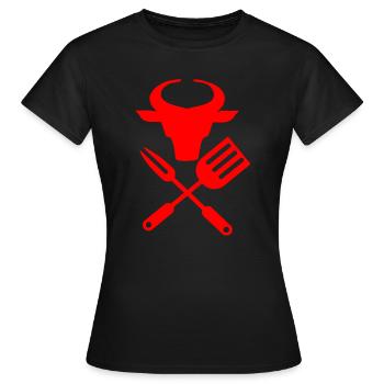 Bullenkopf Grillwerkzeuge, Küchenutensilien - Frauen T-Shirt - Schwarz - Vorne - AI Model Female 172 dark (172cm)