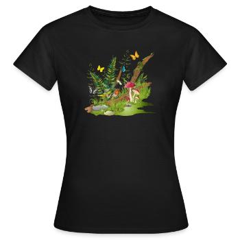 un morceau de nature à la lisière de la forêt - habitat pour animaux - T-shirt Femme - noir - Devant - AI Model Female 172 dark (172cm)