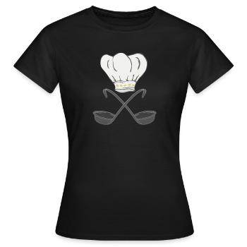 Toque de chef avec louches à soupe, cuisson - T-shirt Femme - noir - Devant - AI Model Female 172 dark (172cm)