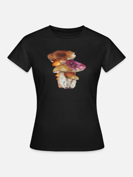Aquarell Waldpilze Kolonie - Frauen T-Shirt - Schwarz