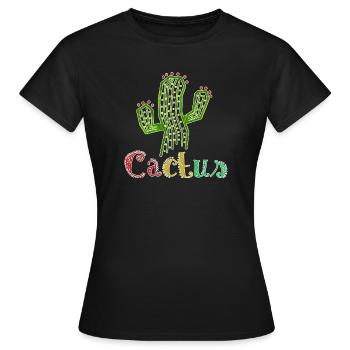 Cactus Colorful - Frauen T-Shirt - Schwarz - Vorne - AI Model Female 172 dark (172cm)