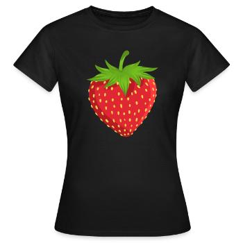 Erdbeere Obst - Frauen T-Shirt - Schwarz - Vorne - AI Model Female 172 dark (172cm)