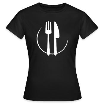 gastronomie bistro besteck cutlery geschenk team - Frauen T-Shirt - Schwarz - Vorne - AI Model Female 172 dark (172cm)