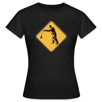 Panneau attention pêche à l'aimant idée cadeau - T-shirt Femme - noir - Devant - AI Model Female 172 dark (172cm)