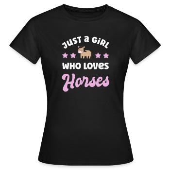 Cheval chevaux - T-shirt Femme - noir - Devant - AI Model Female 172 dark (172cm)