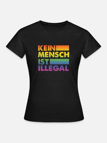 Kein Mensch ist illegal Regenbogen Menschenrechte - Frauen T-Shirt - Schwarz
