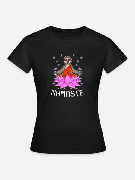 Yoga Namaste Faultier - Frauen T-Shirt - Schwarz