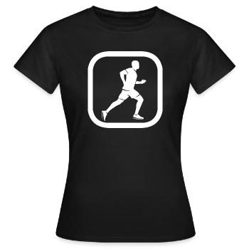Run Runner Logo Run Runner Icône vectorielle graphique - T-shirt Femme - noir - Devant - AI Model Female 172 dark (172cm)