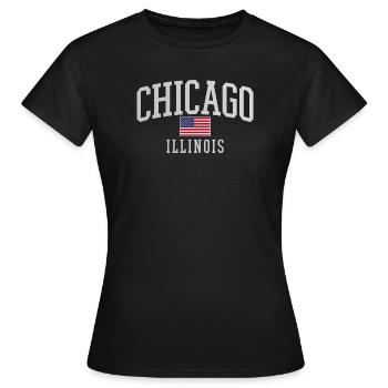 Chicago Flag Arc Emblem - Frauen T-Shirt - Schwarz - Vorne - AI Model Female 172 dark (172cm)
