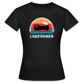 Lokführer Eisenbahn Dampflok - Frauen T-Shirt - Schwarz - Vorne - AI Model Female 172 dark (172cm)