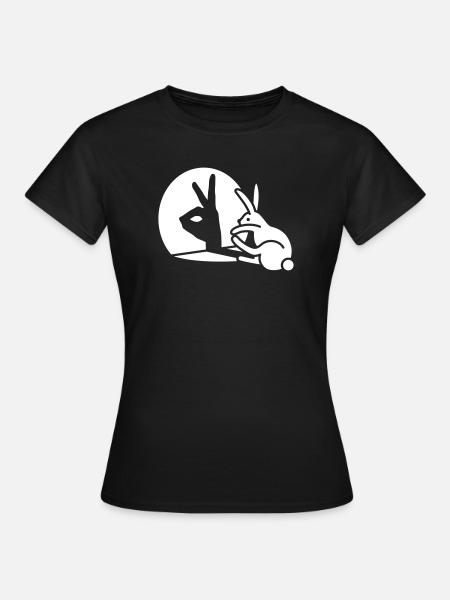 Drôle Lapin main ombre marionnettes humour pop art - T-shirt Femme - noir