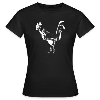 Hahn Tusche - WEISS - Frauen T-Shirt - Schwarz - Vorne - AI Model Female 172 dark (172cm)