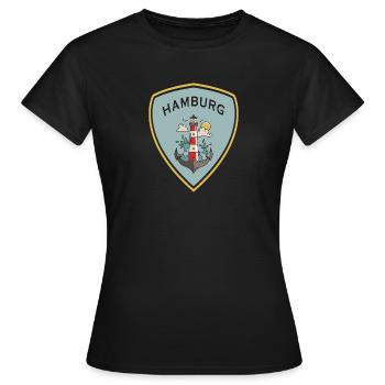 Design de l'écusson Hambourg - T-shirt Femme - noir - Devant - AI Model Female 172 dark (172cm)